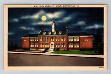 Martinsville VA-Virginia, High School By Night, Antique, Vintage Postcard picture