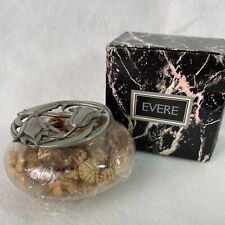 Vintage Evere Glass Potpourri Jar with Floral Pewter Tulips On Lid ￼ new in box picture