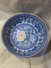 Vintage Blue and White Andrea By Sadek Floral Porcelain Nesting Bowl 7.5” picture