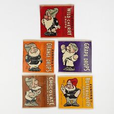 5 Vintage Curtiss Seven Dwarfs Candy Drops Paper Wrappers Disney Toytown 1938 picture