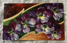 Vintage Purple flower postcard Bold Colors  1909 Floral Embossed ￼ picture