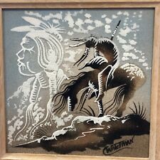 Vintage Signed Watchman Navajo Sand Painting End Of The Trail Framed picture