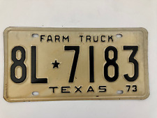  Vintage 1973 Texas Farm Truck License 8L-7183 Excellent Condition picture