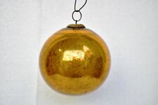 Antique Kugel Ornaments Golden Christmas Ball Brass Cap X-Mass Decoration Ol