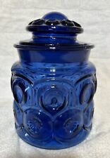Vintage 7”  L.E. Smith Cobalt Blue Moon & Stars Glass Canister RARE picture