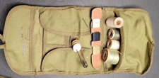 Vintage Military Travel Tri-Fold Tie Sewing Kit Army Green Buttons Spools Thread picture