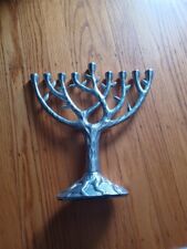 Tree of Life Hand Cast Aluminum Hanukkah Menorah - Rite Lite picture