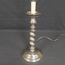 Italian Pewter Barley Twist Table Lamp Vintage Farmhouse Eclectic Lighting picture