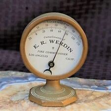 1950s Vintage E. R WERDIN Brass Thermometer Interior Excellent picture