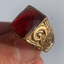 GENUINE ANCIENT ROMAN BABY BRONZE RING WITH CARNELIAN INTAGLIO 1ST CENTURY AD picture