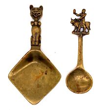 2 VTG Estate Brass Spoons RN 549898 & RN 588481 Cat Candy Scoop & Egyptian 34  picture