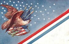 Vintage Postcard 1910's Patriotic American Flags and Eagle Embossed picture