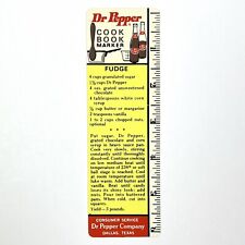 vintage DR PEPPER Cook Book Marker FUDGE Ruler recipe - Consumer Service, Dallas picture
