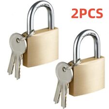 2 Pcs 20mm Solid Brass Mini Padlock Set Pad Locks w/ 2 Keys for Locker Luggage picture