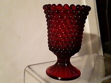 Vintage red Hobnail Fenton glass candleholder-4