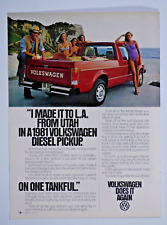 1981 Volkswagen Diesel Pickup Vintage Utah to L.A. Original Print Ad 8.5 x 11