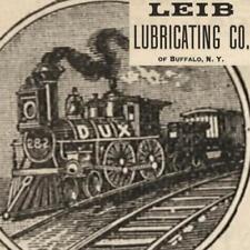 1886 BUFFALO OIL LUBRICANTS LEIB DUX ENGINE CAR RAILROAD VICTORIAN ERA SEWING picture