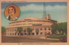 Sister Aimee Semple McPherson Angelus Temple Los Angeles Linen Vintage Postcard picture