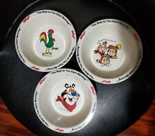 3 Kellogg's 1995 Breakfast Cereal Bowls Frosted Flakes Tony Tiger Rice Krispies  picture