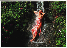 Island Girl Postcard tiki  Waterfall refreshing Hawaiian picture
