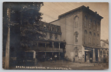 RPPC Williamstown, PA, 1909, Opera House and Hotel, Moving Pictures, Wagon, A835 picture