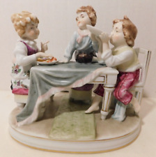 Vintage Children At Table Eating Porcelain Figurine 5.5