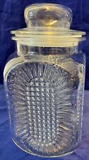 Vintage Canister Apothecary Square Storage Jar Clear Glass 9.25”  X 4.5” Large picture