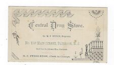 c1890 Victorian Trade Card Central Drug Store, Paterson NJ. picture