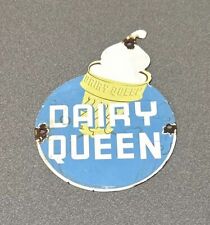 VINTAGE DAIRY QUEEN ICE CREAM PORCELAIN SIGN CAR GAS OIL TRUCK picture