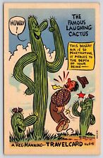 Reg Manning Travel Card~Famous Laughing Cactus~Saguaro Says Howdy~1941 Linen PC picture