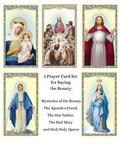 5 Prayer Card Lot for Saying Rosary Catholic Our Father Hail Mary Apostles Creed picture