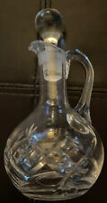 Vintage Clear Cut Glass Decanter with Beautiful Pattern, and Stopper 6.5” tall picture