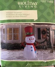 Holiday Living Gemmy Airblown Snowman Red Top Hat 6.89ft LED Light picture