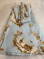 Vintage Scalamandre Pillement Toile  Blue Brown  Chinese silk Round Tablecloth picture