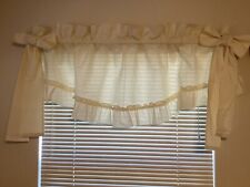 Set of 2, Vintage Cafe Ruffled Off-white Curtain Window Valances w/Bows Penney’s picture