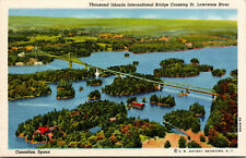 Vtg Thousand Islands International Bridge Crossing Canadian Span NY Postcard picture