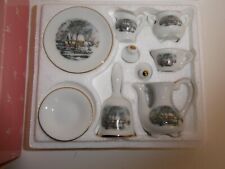 VTG AVON Small Treasures Mini Porcelain Tea Set Currier & Ives in Miniature 1977 picture