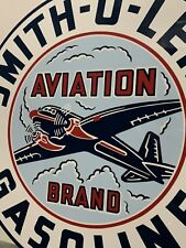 Vintage Style Smith-O-Lene Aviation Gasoline Heavy Steel Metal Quality Sign picture