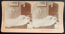 ANTIQUE Real Photo Kilburn Stereoview The Guardian Angel Sleeping Child and Doll picture