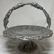 VTG ‘96 ARTHUR COURT 3D Grapevine Handle Footed Aluminum Tray Basket Signed READ picture