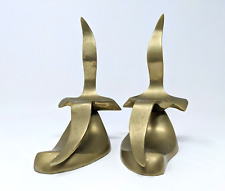VTG Pair of Brass Mid Century Modern Seagull Birds in Flight MCM Bookends Decor picture