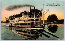 Mississippi River Steamer Betsy Ann~Sternwheel Reflects~Dismantled 1940~1911 PC picture
