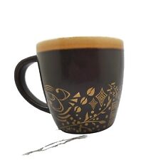 Starbucks 2011 Matte Brown Coffee Mug Cup W/ Gold Rim & Laser Etched Stars 12oz  picture