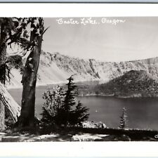 1947 Crater Lake OR RPPC Wizard Island Christian Real Photo Ancient Volcano A164 picture