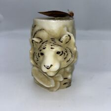 Vintage Sculpted White Tiger Candle 3-D Pillar Animal Spirits Totem 5.5” H 2000 picture