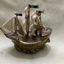 Vintage MONET Collectible Pirate Sailing Ship Enamel Trinket Box Nautical picture