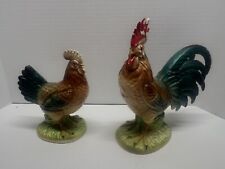 Vintage Napco Ceramic Chicken And Rooster 10.5” & 7.5