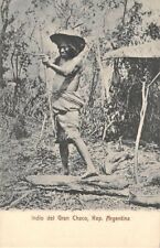GRAN CHACO, ARGENTINA ~ INDIAN MAN WITH BOW & ARROW POSING ~ c 1902 picture
