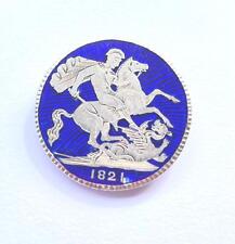 1821 St. George Slaying Dragon Coin Pin Cobalt Enamel 1821 George 3rd UK picture