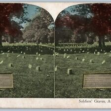 c1900s Arlington, VA Soldiers Grave Gravestone Stereoview Cemetery Veteran V35 picture
